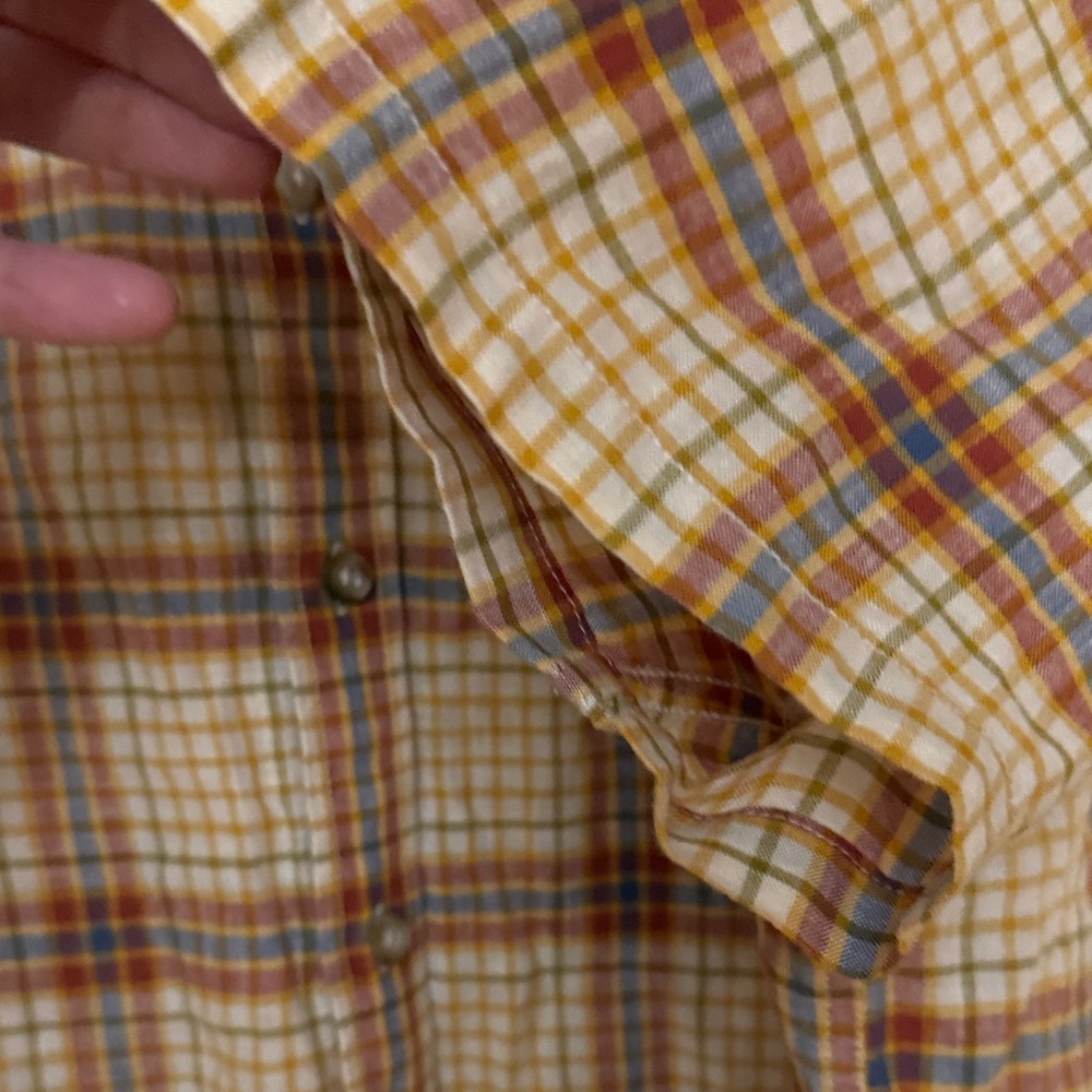 Pendleton Cream and Brown Plaid Short Sleeve Button-Down Shirt - Picture 3 of 6